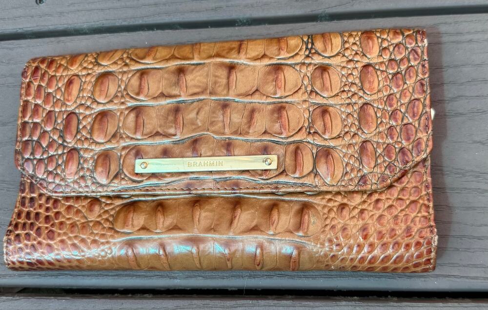 Brahmin Cordelia Pecan Melbourne Wallet With Brahmin Pen